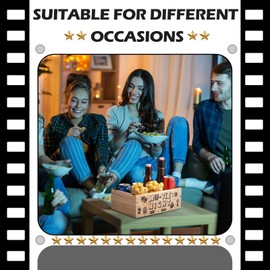 Sliner Movie Night Wood Snack Trays Storage Box with Handles Reusable Cinema Party Basket Theater Container Holder Box for Home Countertop Chips Candy Popcorn Kitchen Supplies
