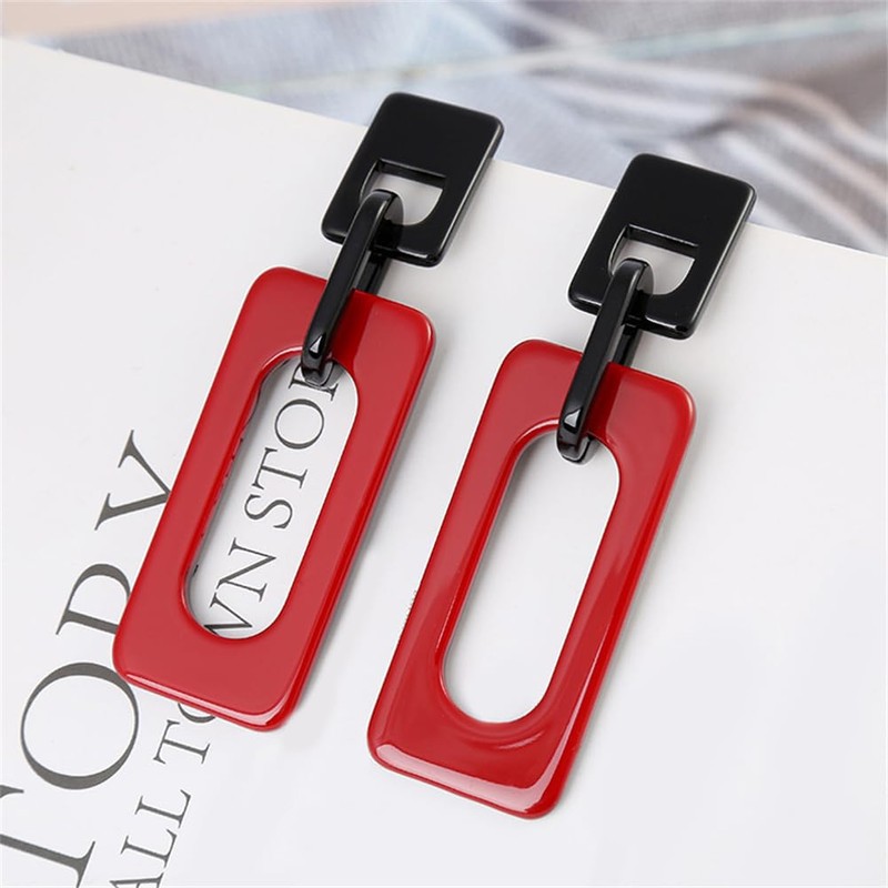 Boho Lightweight Retro Simple Acrylic Splicing Rectangle Earrings for Women
