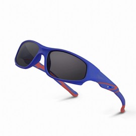 AODUOKE - anteojos de sol polarizadas para niños y niñas, para niños, jóvenes, béisbol, playa, sol con correa, W-blue Frame Grey Lens, M