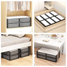 WISUCART Bamboo Under Bed Storage Containers- Underbed Organizer with Wheels with Large Capacity Dust Bag,Sturdy Wood Rolling Under Bed Shoe Storage Organizer Drawer 2 Packs (Black, Large)