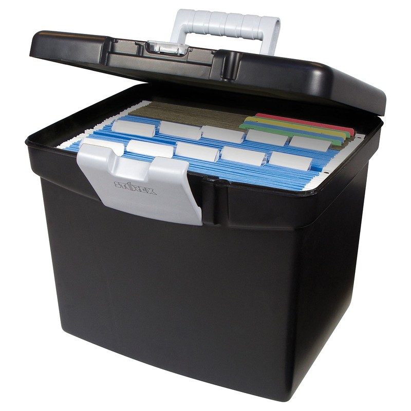 Storex Economy Portable File Box for Letter Size Hanging Files,