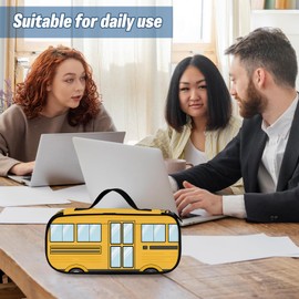 RHONGE Bus Pencil Case, Cute Bus Car Pen Bag For Office Business, Kawaii Pencil Case For Women Men Adults, Large Capacity Desk Organizer Office, Makeup Bag Birthday Gifts, Yellow Pen Box