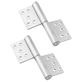QWORK® Stainless Steel Door Hinge Heavy Duty Gate Hinges Screw-On Hinges for Wooden Doors, 360 Degree Opening Angle, 132 x 100 x 18 mm, Pack of 2
