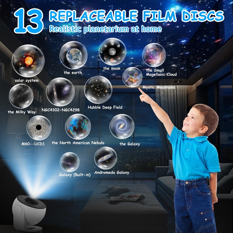 Galaxy Projector Night Light, 13 in 1 Planetarium Star Projector