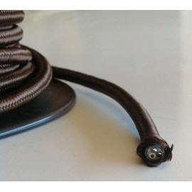 Brown Cloth Covered Cord, 3 Conductor Antique Style Cloth Wire,  Vintage Lights