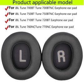 Tune 700BT Replacement Ear Pads Compatible with JBL Tune 700BT 700BTNC 710BT 750BT 750BTNC 760BTNC Headphones, Made of Soft Protein Leather and Memory Foam (Black)