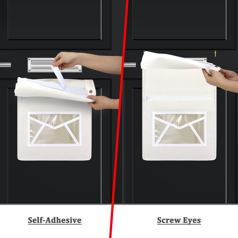 Mail Slot Catcher Bag, Indoor White Mail Catcher Felt Cloth