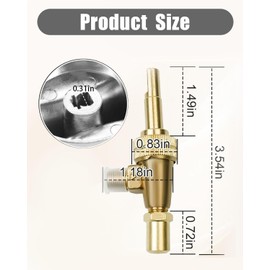 0.315in Upgrade Propane Gas Control Valve Stem with 0.047" Orfice Fit for Montague Blodgett Garland Hotel Commercial Kitchen with 2.28in Chromed Steel Knob Kit