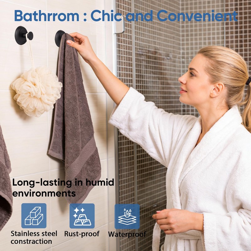 Heavy Duty Suction Cup Hooks for Shower, Removable Towel Hooks