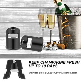 OWO Champagne Stopper with Stainless Steel, Champagne Saver Plug with Food Grade Silicone, Reusable Bottle Sealer Keeps Champagne Fresh, Best Champagne Accessories Gift (4pack set)
