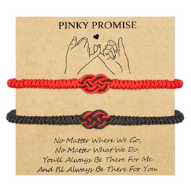 YELUWA 2 Pcs Red String of Fate Bracelet Red String Knot Bracelet Couple Bracelet Gift for Women Men Him Her Friend Boyfriend Girlfriend Lucky Protection Adjustable Long Distance Relationship Bracelet
