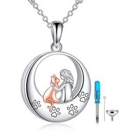 TIGER RIDER Sterling Silver Cat Urn Necklace for Ashes Cat Memorial Keepsake Cremation Jewelry Gifts for Women Cat Lovers