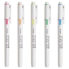 PILOT KIRE-NA - Juego de resaltadores básicos, 5 colores, cincel y punta fina, tinta de pigmento de secado rápido, SKIW-1-5C1