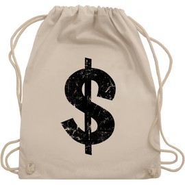 Shirtracer - Gym Bag Backpack - Carnival & Fancy Dress - Bags - Money Bag Dollar Sign, 01 natural white