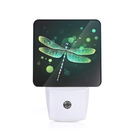 ENUIEO Dragonfly Night Light, Fantasy Green Dragonfly Plug-in Wall Led Night Lights Decor for Boys Girls Room Decor,Nightlights with Light sensors 0.5W