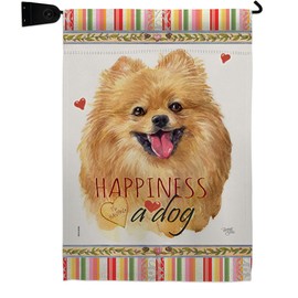 Breeze Decor Pomeranian Happiness Garden Flag Set Mailbox Hanger Dog Puppy Spoiled Paw Canine Fur Pet Nature Farm Animal Creature House Banner Small Yard Gift Double-Sided, Made in USA