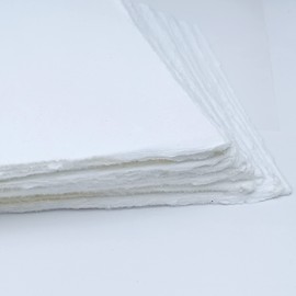 E-Tailor Handmade Cotton Deckle Edge Paper Loose Leaf Sheets 130 GSM Ivory White (Pack of 1-5x7-50-Sheets)