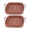 2 Pcs Silicone Air Cooker Pot with Handle Rectangular Fryer