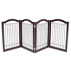 Internet’s Best Wire Dog Gate with Arched Top - 4 Panel - 30 Inch Tall Pet Puppy Safety Fence - Fully Assembled - Durable MDF - Folding Z Shape Indoor Doorway Hall Stairs Free Standing - White