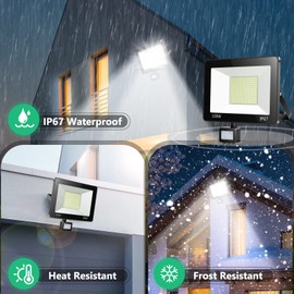 TASINUO LED Spotlight with Motion Sensor Outdoor 50 W, 5000 LM Spotlight with Motion Sensor Outdoor, 7000 K Cool White Outdoor Lamp with Motion Sensor, IP67 Waterproof LED Floodlight Outdoor for