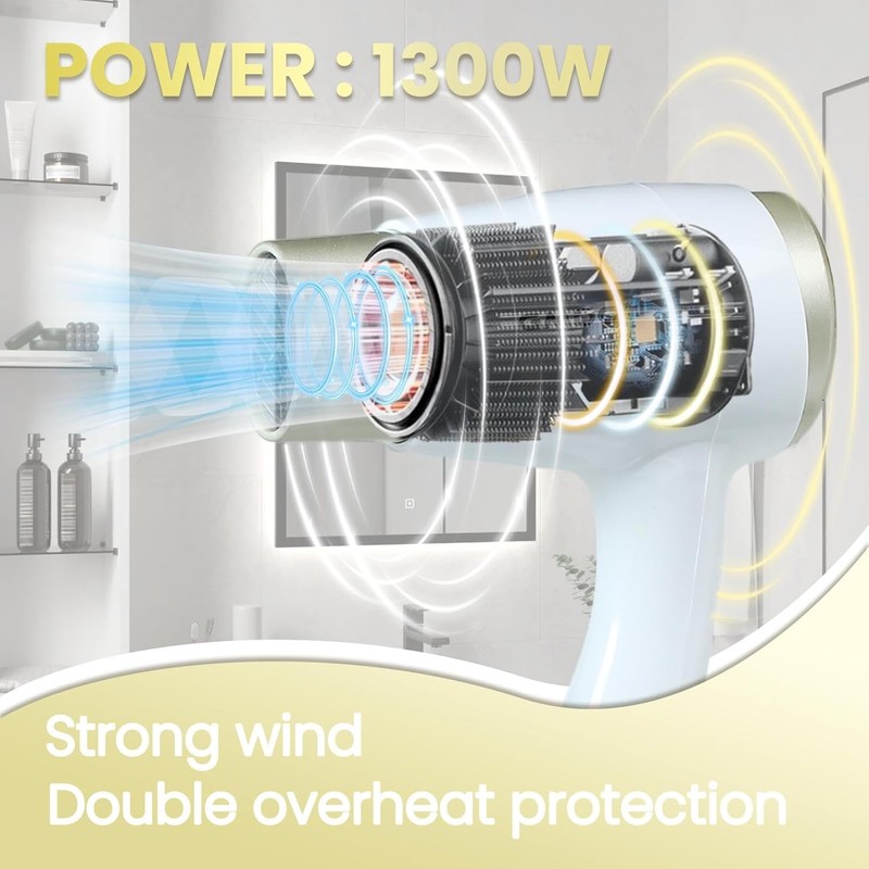 Wall Mounted Hair Dryer for Bathroom - 110V Professional Blow