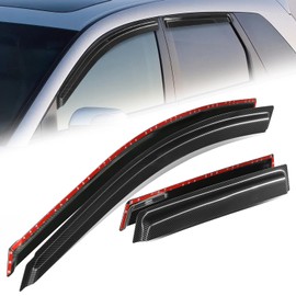 Auto Dynasty 4Pcs Carbon Fiber Pattern Window Visors Compatible with 2007-2012 Acura RDX, Tape-On Front & Rear Window Deflectors Rain Guards Sun Wind Air Side Vent Shade, Glossy Black