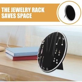Organizador de Almacenamiento de Pendientes Ovalado en Color Negro Material de Esponja y Tablero de Densidad, Elegante y Funcional para Mantener Joyas Organizadas y Accesibles