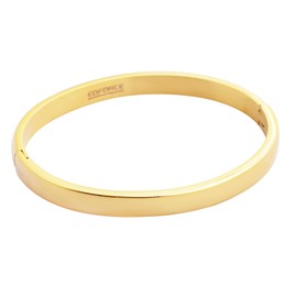Edforce Stainless Steel Women's 18k Gold Plated Stackable Bangle Bracelet Hinged Oval-Shape (Gold, Large 7.5" Inches)