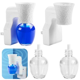 moonoom 2 Pack WallFlower Fragrance Oil Plug in Diffuser- Wall Fragrance Diffuser Plug- Rotary Plug Design Wallflowers Diffuser with 2 Empty Bottles for Home Office Spreading Scent