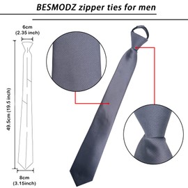 BESMODZ Pretied Ties for Men Adjustable Men's Lot 4 PCS Zipper Ties Pretied Adjustable Striped Zip Neckties