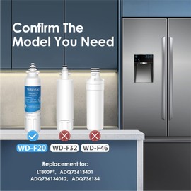 Waterdrop ADQ73613401 Refrigerator Water Filter, Replacement for LG® LT800P®, ADQ73613408, ADQ75795104, ADQ73613402, Kenmore 9490, 46-9490, LSXS26326S, LMXC23746S, LSXS26366S, WD-F20, Pack of 3