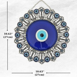 Erbulus Turkish XX-Large Glass Blue Evil Eye Wall Hanging Ornament - Wall Art Decoration - Turkish Nazar Bead Amulet - Home Protection and Good Luck Charm Gift in a Box
