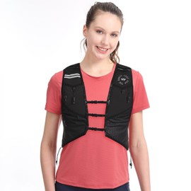Laufweste Damen Herren Trailrunning Rucksack:Leicht Einstellbar Atmungsaktiv & Schnell Trocknend mit Taschen Reflektorstreifen Laufrucksack Trinkweste für Trail läuft Hiking Radfahren Schwarz(L-XL)