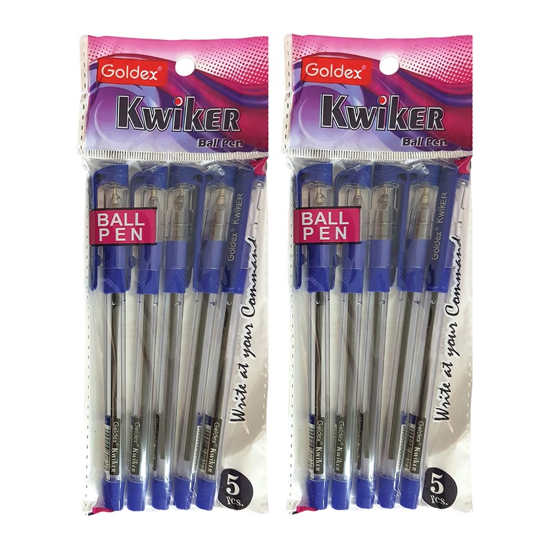 Goldex Kwiker Ball Pen BLUE 10 x 0.7mm Smooth Ballpoint