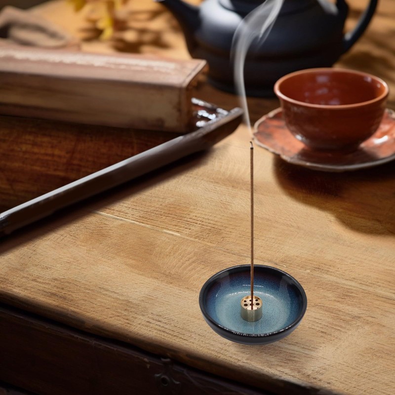 Pddyier Ceramic Incense Burner Holder for Sticks, Handmade Incense Cone