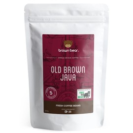 Old Brown Java Dark Roast Strong Aged Coffee Beans 227g - For All Coffee Machines - Brown Bear Indonesia Indonesian Coffee - Strength 5 - Donation to Free The Bears