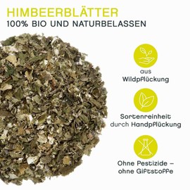 Himbeerblättertee BIO, ganze Blätter, Kräutertee aus Wildpflückung, 100% naturbelassen, Schwangerschaftstee, 40g