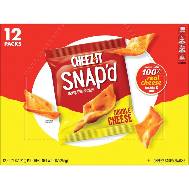 Cheez-It Snap'd Cheese Cracker Chips, Thin Crisps, Lunch Snacks, Double