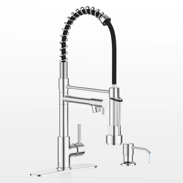 Casavilla Kitchen Faucet with Soap Dispenser, Kitchen Faucet with Deck