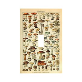Yamxbfa Light Switch Cover Vintage Poster Mushrooms Champignons 1 Gang Outlet Cover Decorative Single Toggle Wall Plate Electrical Switchplate Home Decor for Living Room Bedroom Decorate