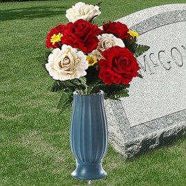 TFANUO 2 x Cemetery Spikes Grave Vases for Graveyard with Metal Spikes and Zupper, Graveyard Vases for Gravestones, Memorial Gifts, Loss of a Loved One