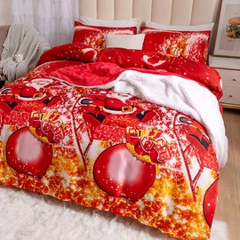 Emporiah Christmas Royal Santa Claus Xmas Duvet Cover Pillowcase Bedding Set, Multi-Color Festive Duvet Cover Set, Christmas Decorations, Ultra Soft, Durable, Corner Ties and Zip Closure (Twin)