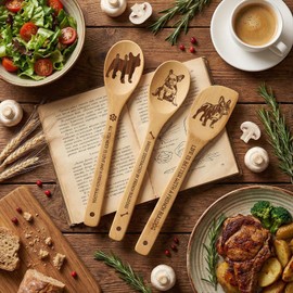 French Bulldog Gift for Housewarming - 5 PCS French Bulldog Bamboo Spoon Decor Kitchen Utensils