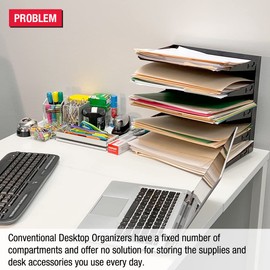 Ultimate Office Desktop Organizer 9 Letter Tray Sorter PLUS Riser Storage Base for Easy Access to Lower Slots, Desk Accessories & Supplies. Optional File Topper & Drawers