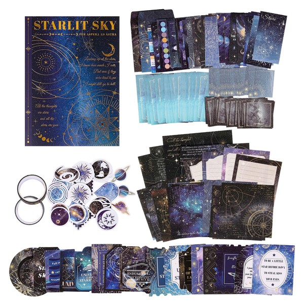 VYRANA 200Pcs Galaxy Bundle Junk Journal Kit Vintage Scrapbook Stickers