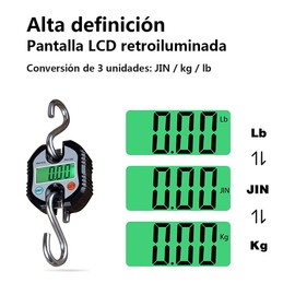 Lumbor37 Báscula de Suspensión Digital Báscula de Grúa Pesada Portátil 150 kg 300 lb 2 Batería AAA (Incluida) Negro