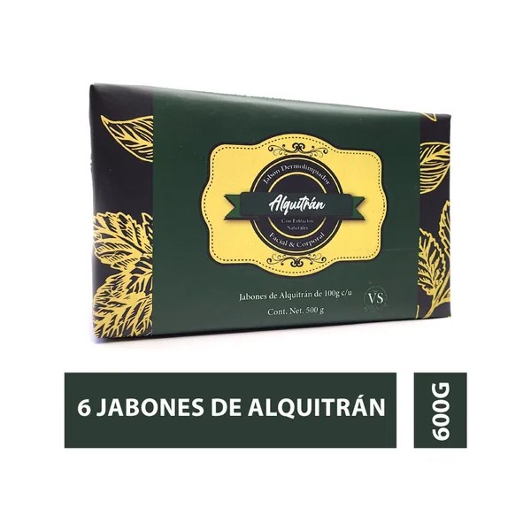 6 Pack Jabón Natural Alquitrán Hulla, (caspa Psoriasis) 600g