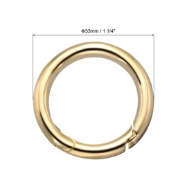 PATIKIL Snap O Rings, 2 Pcs 1-1/4" (32mm) ID Brass Trigger Snap O-Rings Clip Keychain Opening Round Buckle for DIY Leather Crafts, Purses, Bags