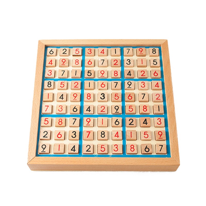 Wooden Sudoku Board Game with Drawer 81-Grid Chessboard Educational Puzzle