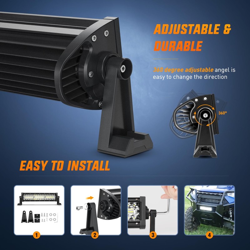 Nilight LED Light Bar 13.5 Inch Triple Row Spot Flood